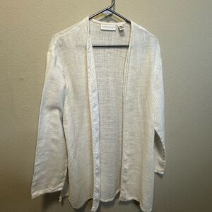 Valerie Stevens Linen Open Front Cardigan Ivory Size Medium